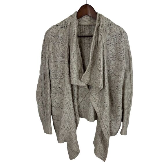 Loft Cream Wool Blend Thick Cableknit Open Drape Cardigan Sweater Women's XS - Picture 1 of 5